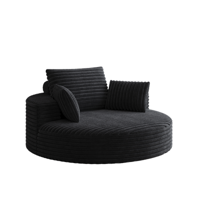 55''L Corduroy Chenille Foam Single Swivel Chair, Fluffy Modern Sleeper, 360 Degree Swivel Chair for Living Room, Bedroom, Lounge and Projection Room