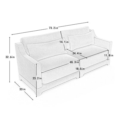 Elegant Two-Seater Chenille Fabric Sofa with Lumbar Pillows, Ergonomic Design, Green