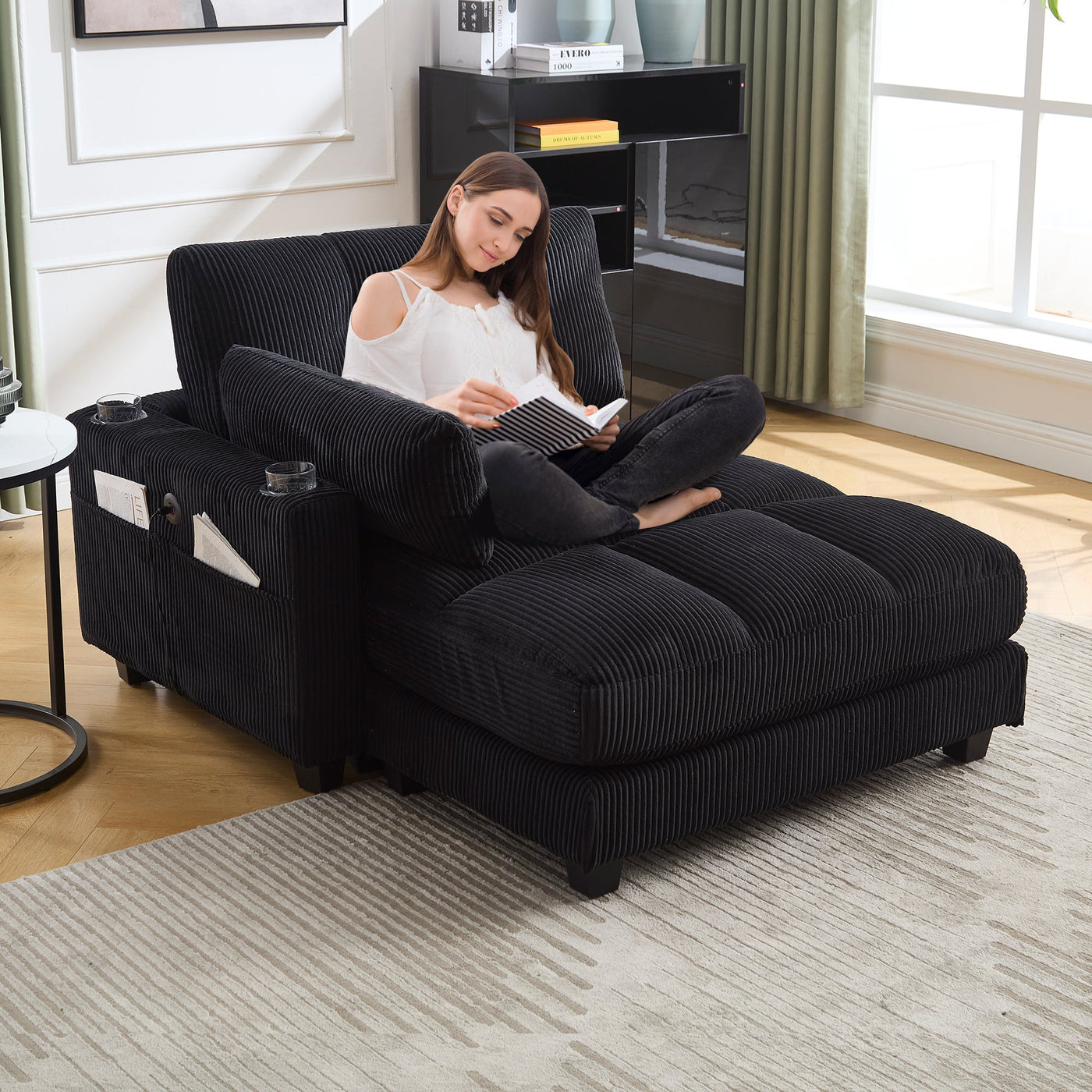 UNITED WE WIN Sleeper Sofa Couch Bed,Oversized Chaise Lounge Chair Cozy Cloud Couch