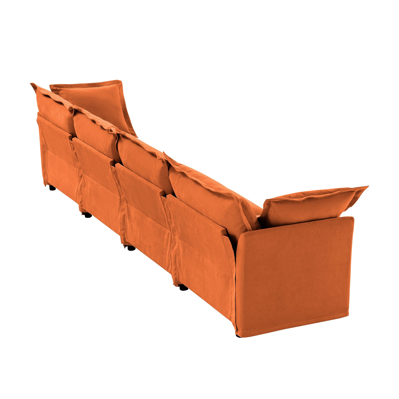 Slipcovered Long Sofa, 4 Seater Sofa with Removable Cover, Extra Deep Couch for Living Room, ,Chenille Fabric Cloud Like Comfy Sofa Couch, Orange Chenille Fabric