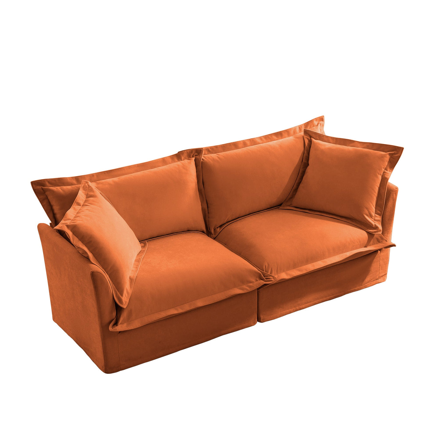 Modern Slipcovered 2-Seat Sofa Couches for Living Room, 2 Seater Sofa, Plain Chenille Deep Seat Sofa with Upholstered Cushion&Detachable Cover, Comfy Sofa Couch for Small Space, Apartment,Orange