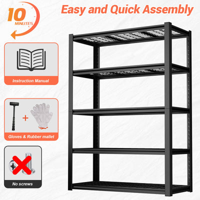 59 Inches Metal Garage Storage Rack, Heavy-Duty Steel Moisture-Proof And Waterproof 5-Layer Adjustable Storage Shelving Unit.Designed For Warehouse Storage (food Pantries, Industrial Use)