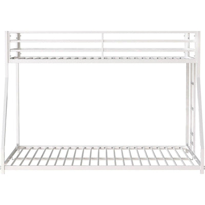 Adam Sturdy Twin Over Full Metal Bunk White for Kids and Adult, Low Profile and Easy Climbing with Stable Ladder