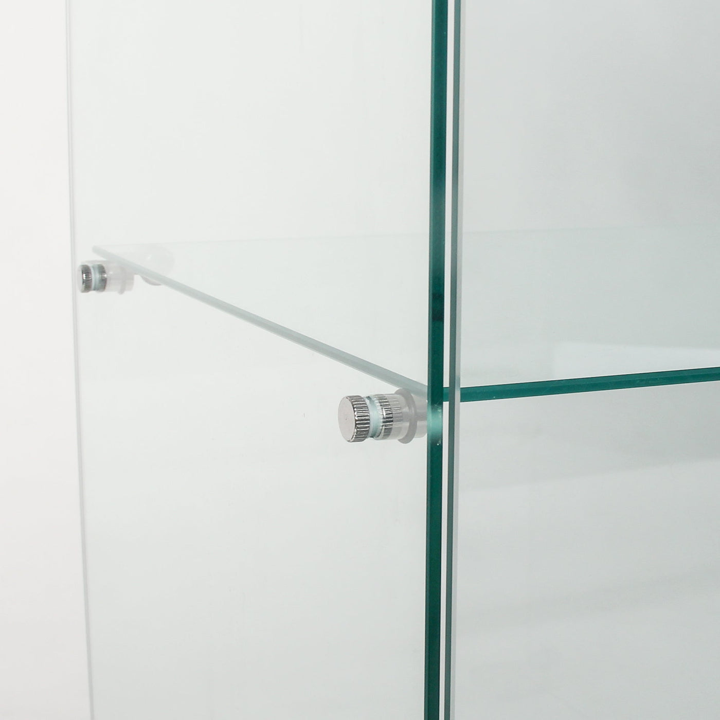 Two Door Glass Cabinet Glass Display Cabinet with 5 Shelves, White