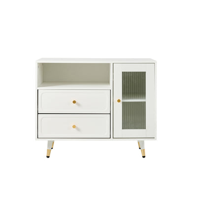 Modern Makeup Vanity Desk with Mirror and Lights, Retractable Dressing Table with Drawers and Cabinet, Compact Makeup Table Set with Power Outlet for Bedroom, White