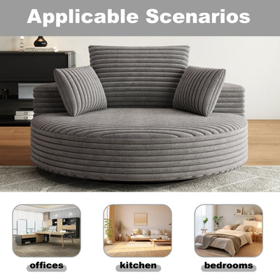 55''L Corduroy Chenille Foam Single Swivel Chair, Fluffy Modern Sleeper, 360 Degree Swivel Chair for Living Room, Bedroom, Lounge and Projection Room