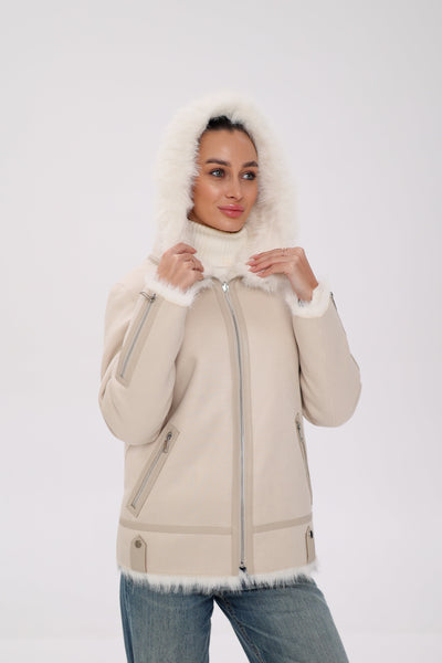⇆ Reversible Hooded Wool Blend Jacket