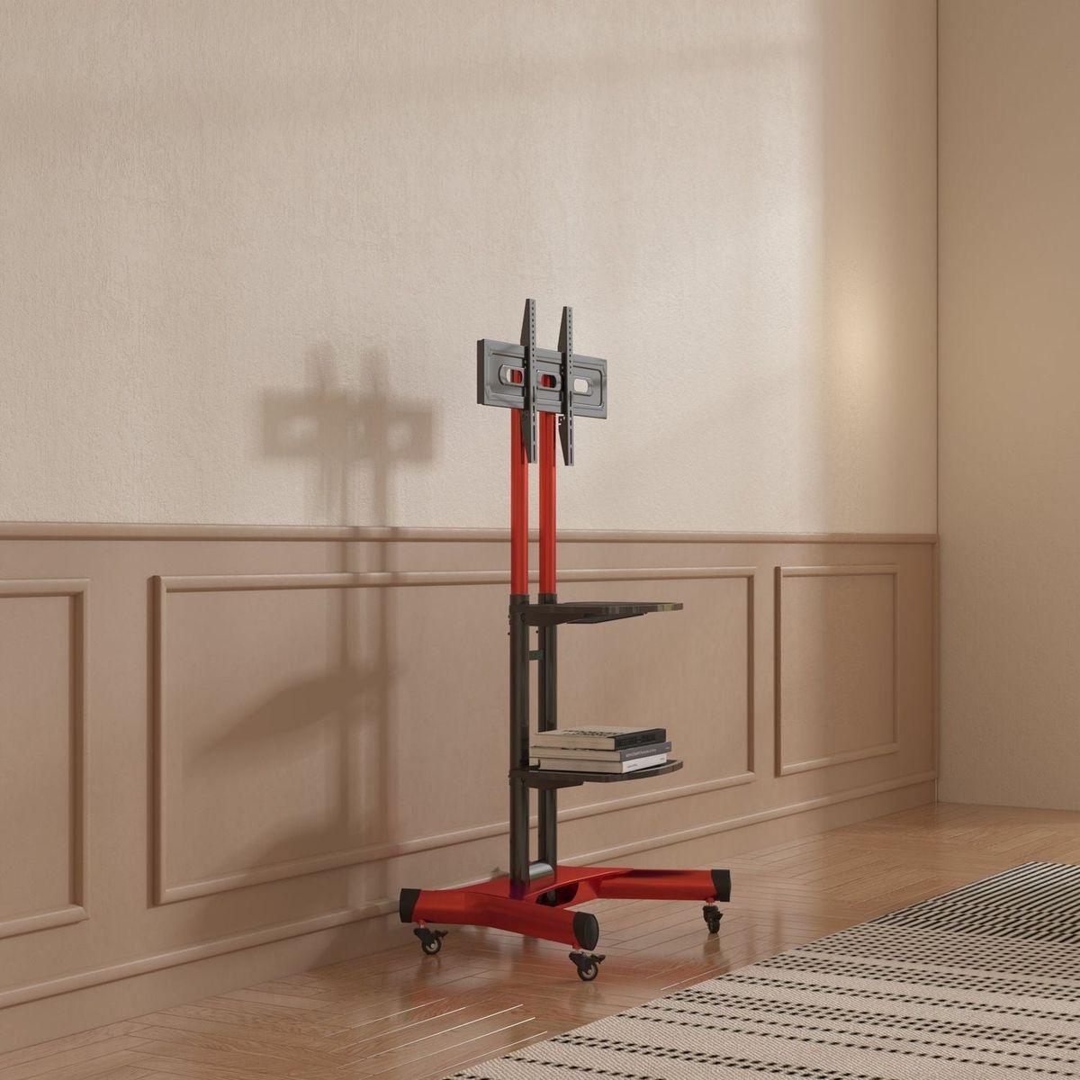 FANCO Universal Swivel TV Stand for 32"0 inch TVs, Height Adjustable Table Top TV Stand Mount with Tilt, Max VESA 600x400mm (Red)