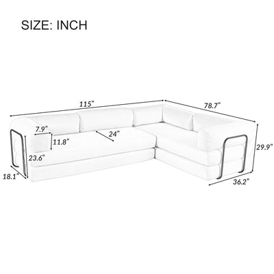 U_Style L-Shaped Modular Sofa Bed in Corduroy Fabric, Ideal for Living Rooms and Apartments