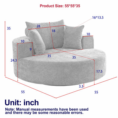 55''L Chenille Foam Single Swivel Chair, Fluffy Modern Sleeper, 360 Degree Swivel Chair for Living Room, Bedroom, Lounge and Projection Room