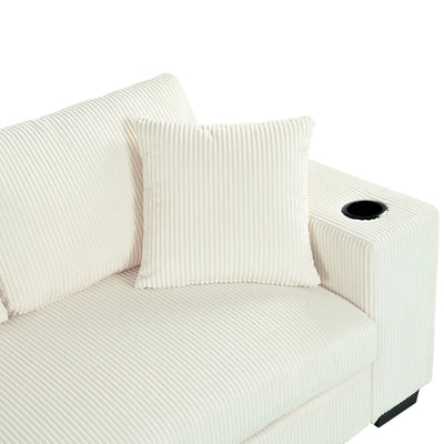 Mirod Large Sectional Sofa with Thick Cushions, and Built-in Cup Holders & Charging Ports