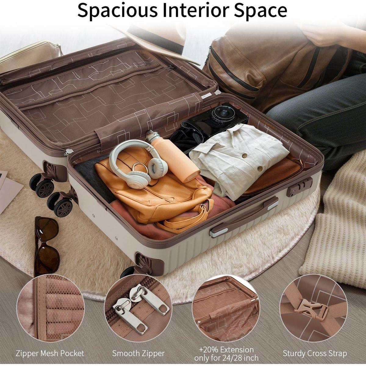 4 Piece Luggage Set Suitcase Set, ABS Hard Shell Lightweight Expandable Travel Luggage with 4 Packing Cubes, TSA Lock, Spinner Wheels for Men Women(16/20/24/28)