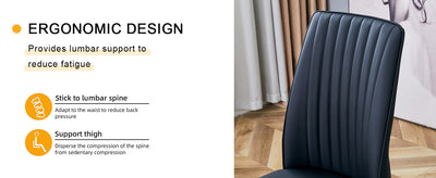 A set of 4 dining chairs, black dining chair set, PU material high backrest seats and sturdy leg chairs, suitable for restaurants, kitchens, and living rooms