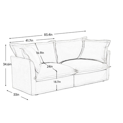 Modern Slipcovered 2-Seat Sofa Couches for Living Room, 2 Seater Sofa, Plain Chenille Deep Seat Sofa with Upholstered Cushion&Detachable Cover, Comfy Sofa Couch for Small Space, Apartment,Orange