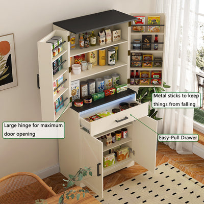 Modern Wooden Cabinet with Sturdy Frame for Living Room, Entryway, Bedroom, Hallway, Office, with LEDs,with Drawer
