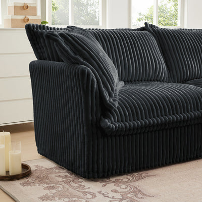 Slipcovered Long Sofa, 4 Seater Sofa with Removable Cover, Extra Deep Couch for Living Room, Corduroy Fabric Cloud Like Comfy Sofa Couch, Gray Corduroy Fabric