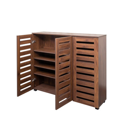 Shoe Cabinet, 5-Tier Shoe Storage Cabinet with Adjustable Shelves, Wooden Shoe Rack Organizer with Louvered Doors for Entryway, Hallway, Bedroom, Closet, Living Room
