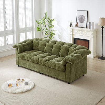 99.2' Chenille Modern Comfort Deep Seat Sofa, Upholstered Fluffy Cloud Sofa Suitable for living rooms, bedrooms, offices and apartments, Green
