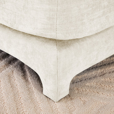 Elegant Chenille Three-Seater Sofa with Movable Ottomans, High-Resilience Sponge, Beige