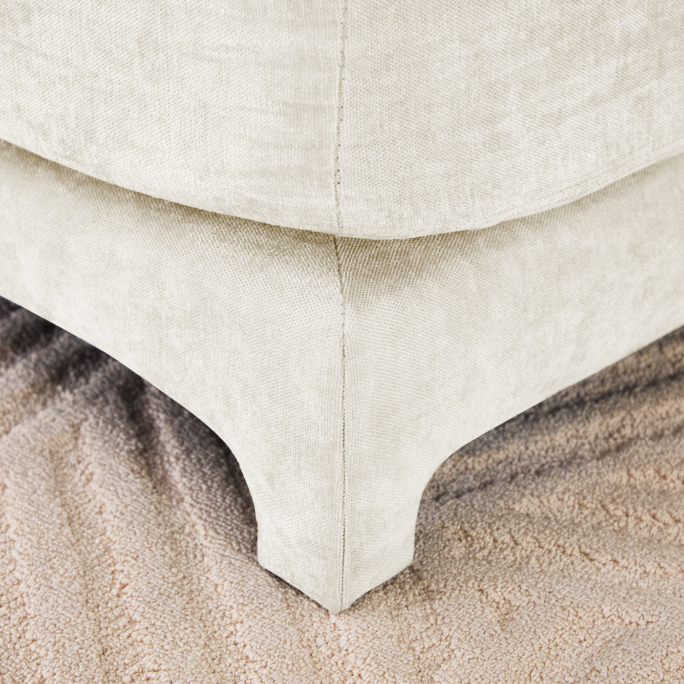 Elegant Two-Seater Sofa with Ottoman, Lumbar Pillows, Ergonomic Design, Beige Chenille, Wood Frame