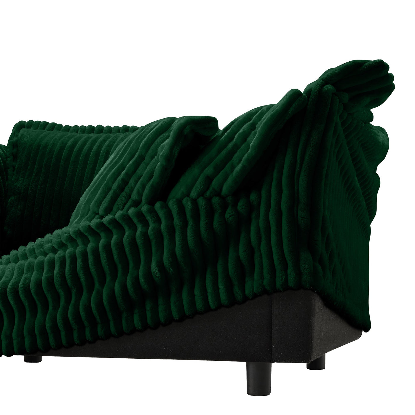 Slipcovered U Shape Sectional Wide and Deep Seat Sofa Couch, 4 Seater Sofa with French Edges Design Multiple Big Pillows, Soft Deep Seat Comfy Cloud Couch for Living Room, Apartment, Green Corduroy
