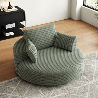 55''L Corduroy Chenille Foam Single Swivel Chair, Fluffy Modern Sleeper, 360 Degree Swivel Chair for Living Room, Bedroom, Lounge and Projection Room