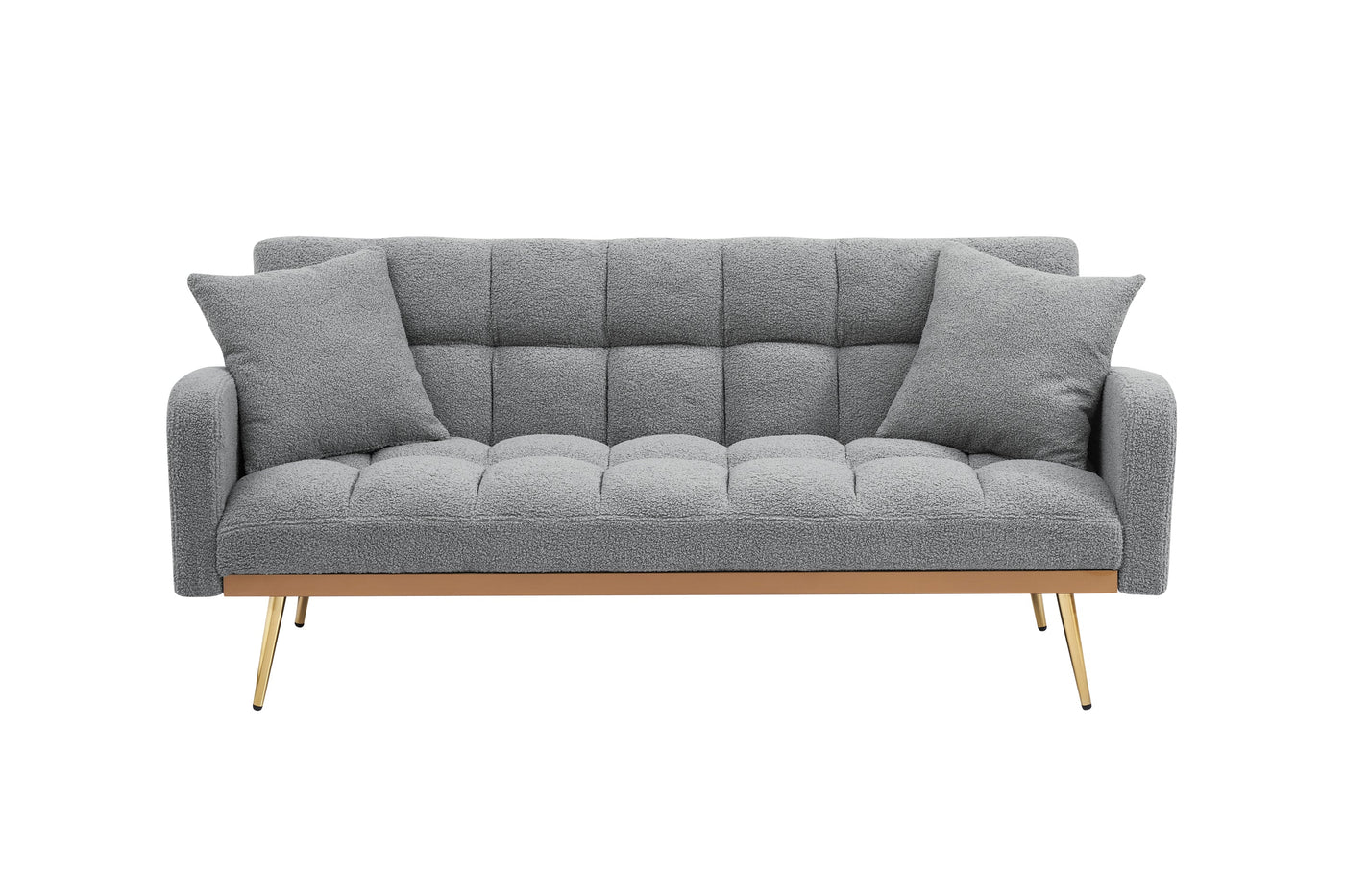69 Inch Sofa Bed Gray with Adjustable Teddy Sofa for Small Space Living Room and Bedroom