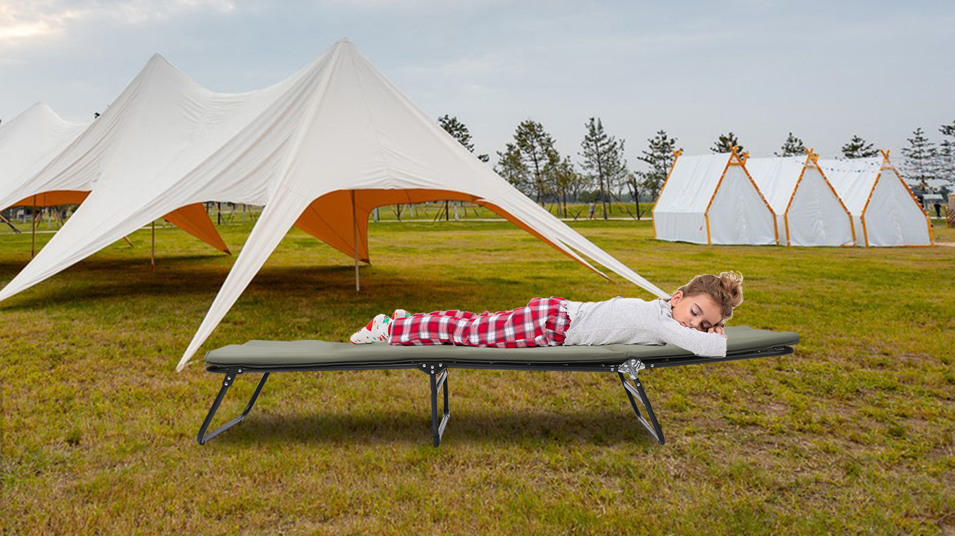 Folding Camping Cot for Adults,  5-Angle Adjustable Camping Cot Heavy Duty Outdoor Bed with Carry Bag,1200 D Layer Oxford Travel Camp Cots
