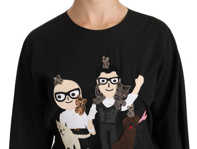 Dolce & Gabbana Black #dgfamily Top T-shirt Silk Blouse