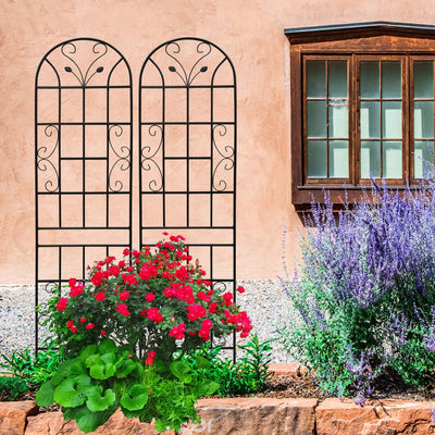 2 Pack Metal Garden Trellis 86.7' x 19.7' Rustproof Trellis for Climbing Plants Outdoor Flower Support Black
