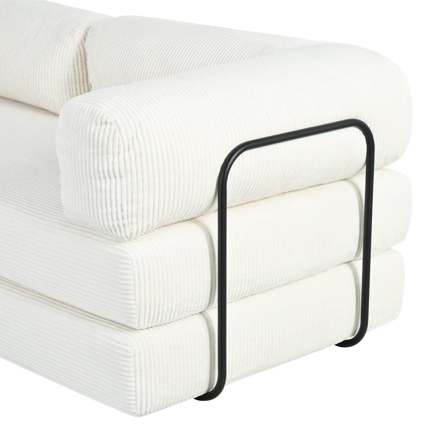 U_Style L-Shaped Modular Sofa Bed in Corduroy Fabric, Ideal for Living Rooms and Apartments