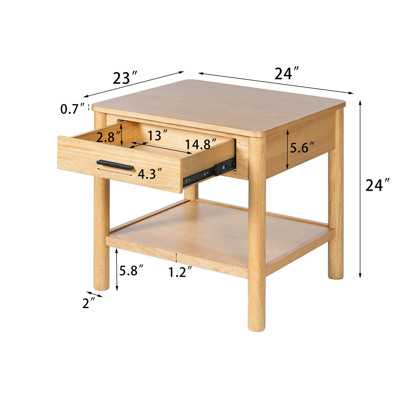 END TABLE K/D WITH 1 DRAWER,NATURAL COLOR
