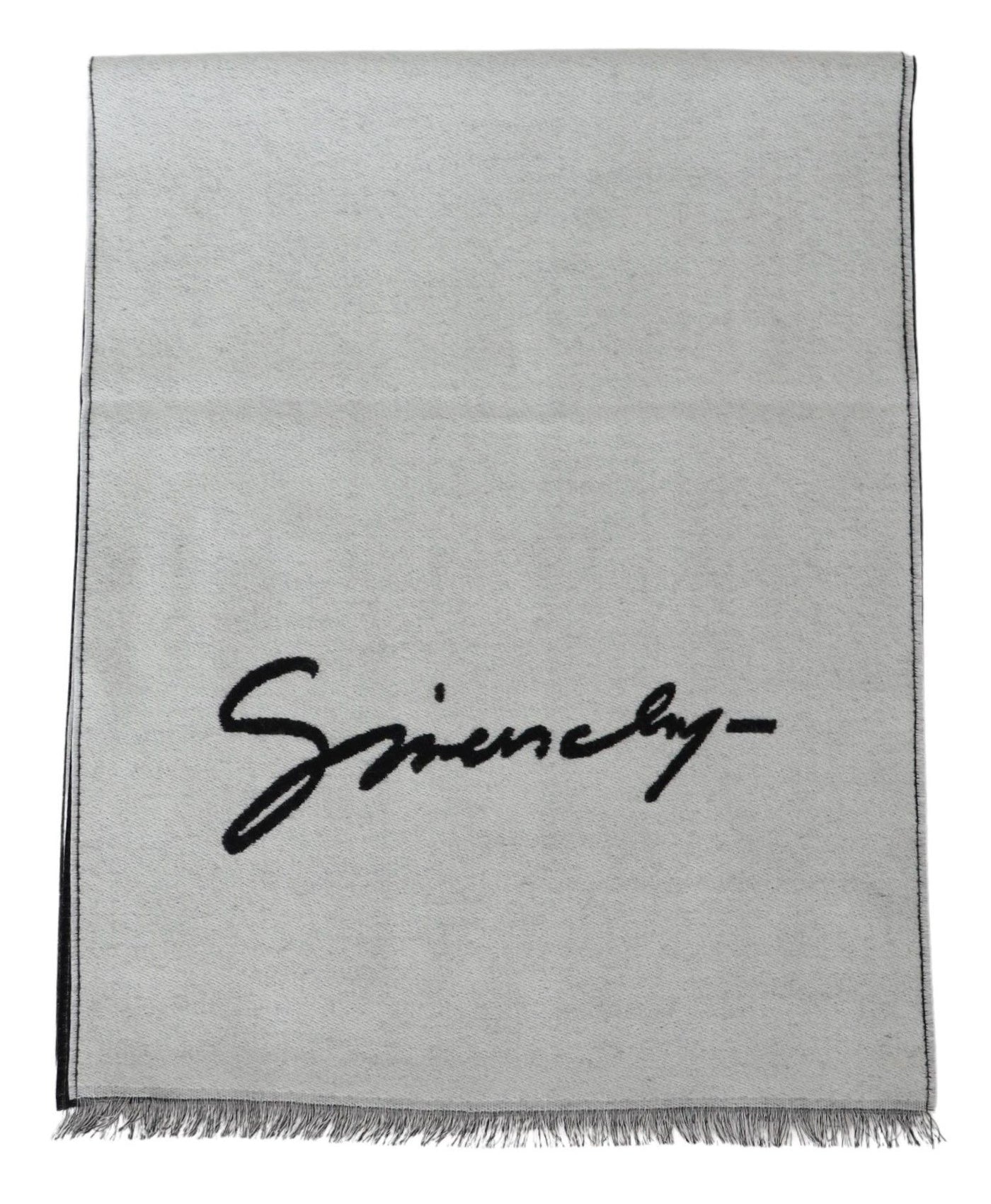 Givenchy Black White Wool Unisex Winter Warm Scarf Wrap Shawl