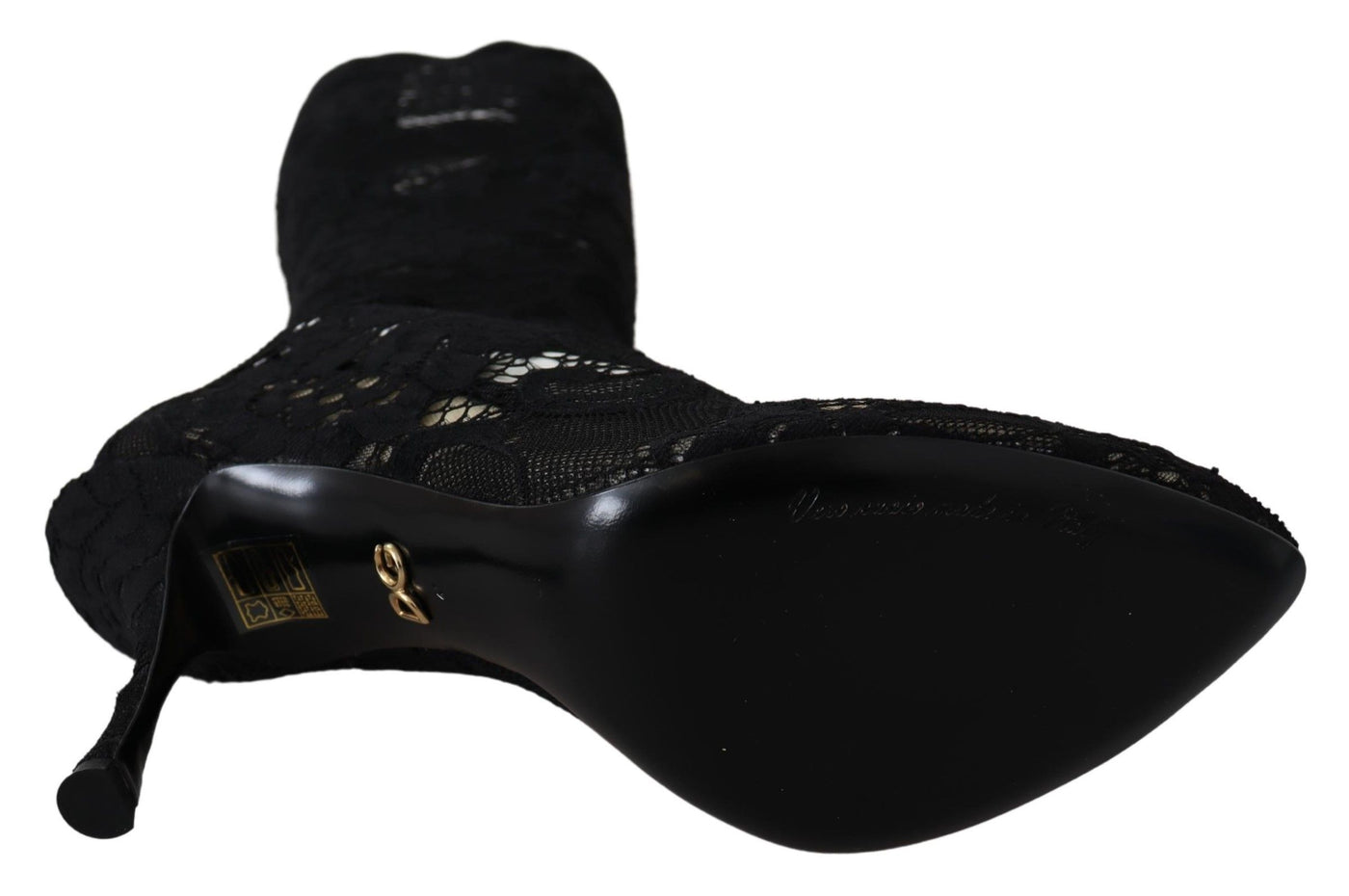 Dolce & Gabbana Black Taormina Lace Socks Boots Shoes Pumps