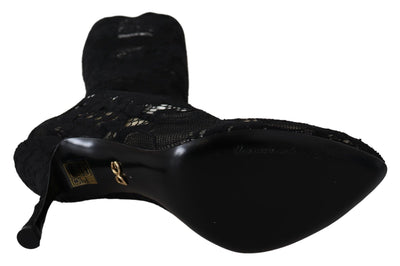Dolce & Gabbana Black Taormina Lace Socks Boots Shoes Pumps