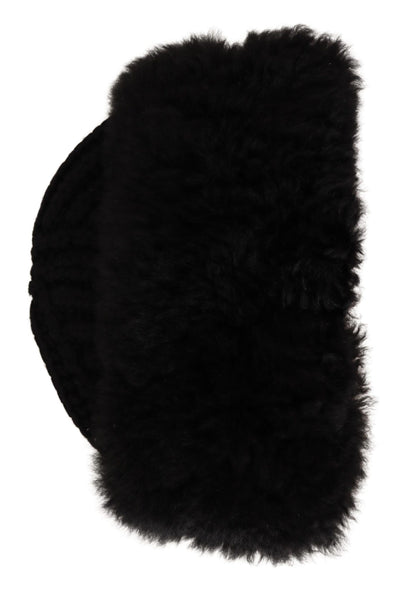 Dolce & Gabbana Black Cashmere Fur Women Beanie Women Hat