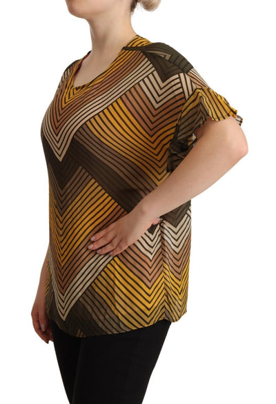 Twinset Multicolor Stripes Short Sleeves Round Neck Top Blouse