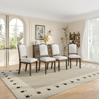 Farmhouse Dining Chairs Set of 4, Upholstered Dining Chairs with High Back, Modern Seating for Kitchen, Bedroom & Living Room(Beige+Brown)
