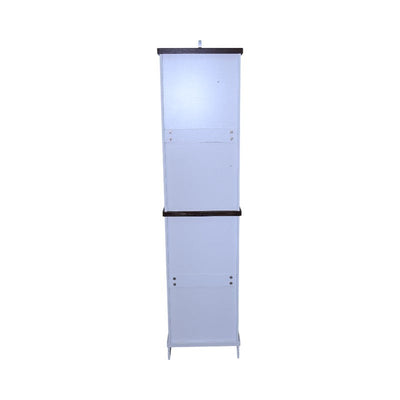 Narrow cabinet,Bathroom Storage Cabinet, Farmhouse Storage Cabinet with Adjustable Shelves & Storage Drawer, Tall Linen Tower for Bathroom, Living Room, White with black walnut color (top)