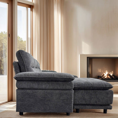 141'' Wide Modern U-shaped Sectional Sofa with high back cushion,6-seat Upholstered Soft Sofa Furniture,Sleeper Sofa Couch with Chaise Lounge for Living Room,Dark Grey