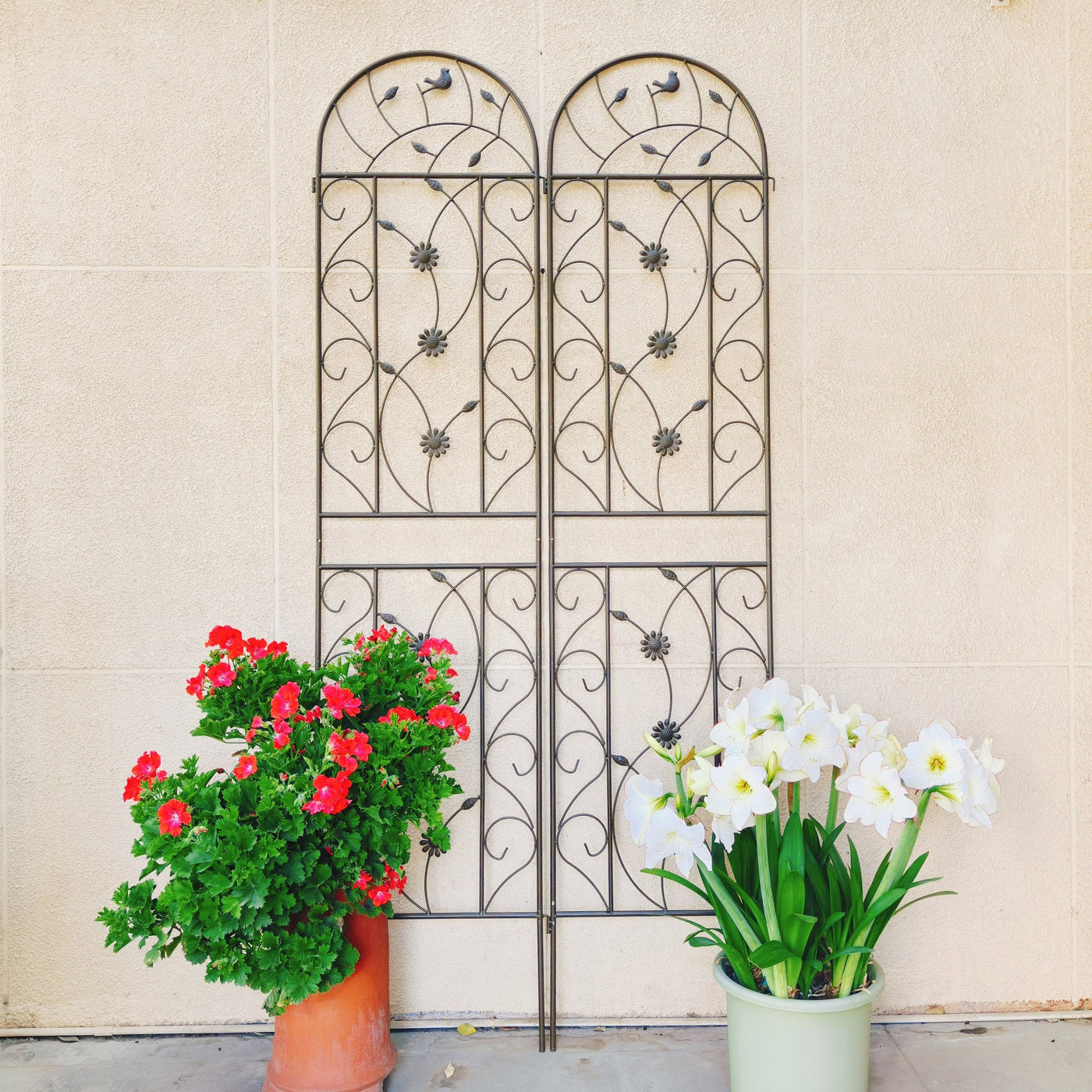 4 Pack Metal Garden Trellis 86.7' x 19.7' Rustproof Trellis for Climbing Plants Outdoor Flower Support Brown