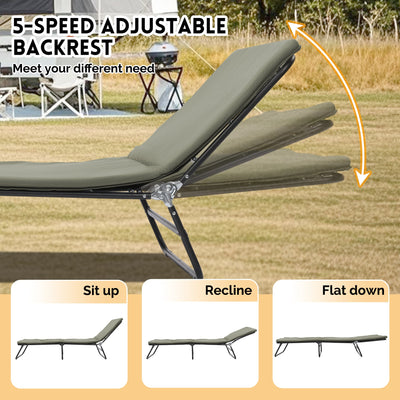 Folding Camping Cot for Adults,  5-Angle Adjustable Camping Cot Heavy Duty Outdoor Bed with Carry Bag,1200 D Layer Oxford Travel Camp Cots