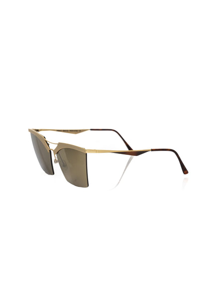 Frankie Morello Gold Metallic Fiber Women Sunglasses