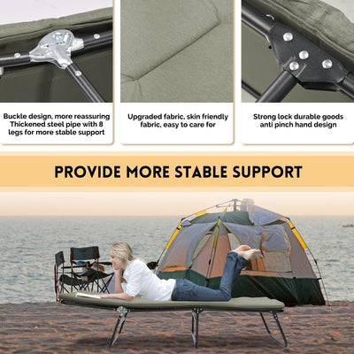 Folding Camping Cot for Adults,  5-Angle Adjustable Camping Cot Heavy Duty Outdoor Bed with Carry Bag,1200 D Layer Oxford Travel Camp Cots