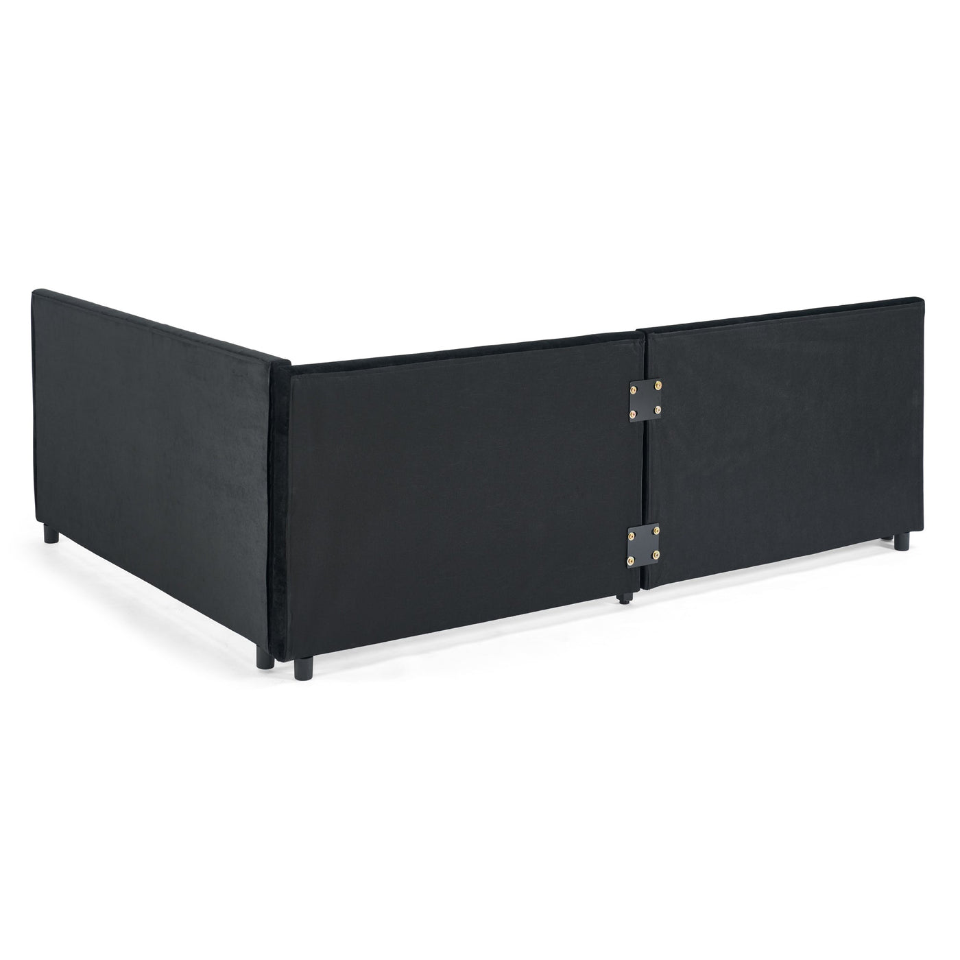 Full Size Daybed with Trundle Upholstered Tufted Sofa Bed, Sofa Bed Frame with Comfortable Backrest and Armrests, Velvet, Black(79.5''x58''x25'')