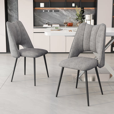 4-Chair Set Combination, Modern and Simple, With High Resilience Filling, Metal Legs, Adjustable Feet, Suitable For Kitchens and Dining Rooms,(Grey)