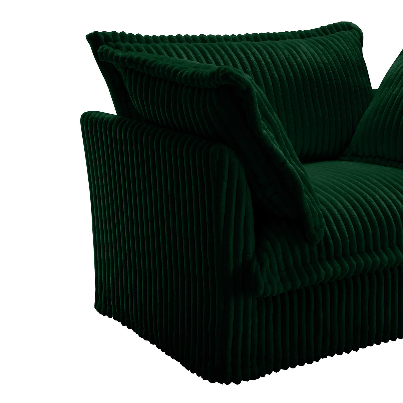 Slipcovered U Shape Sectional Wide and Deep Seat Sofa Couch, 4 Seater Sofa with French Edges Design Multiple Big Pillows, Soft Deep Seat Comfy Cloud Couch for Living Room, Apartment, Green Corduroy