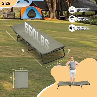 Folding Camping Cot for Adults,  5-Angle Adjustable Camping Cot Heavy Duty Outdoor Bed with Carry Bag,1200 D Layer Oxford Travel Camp Cots