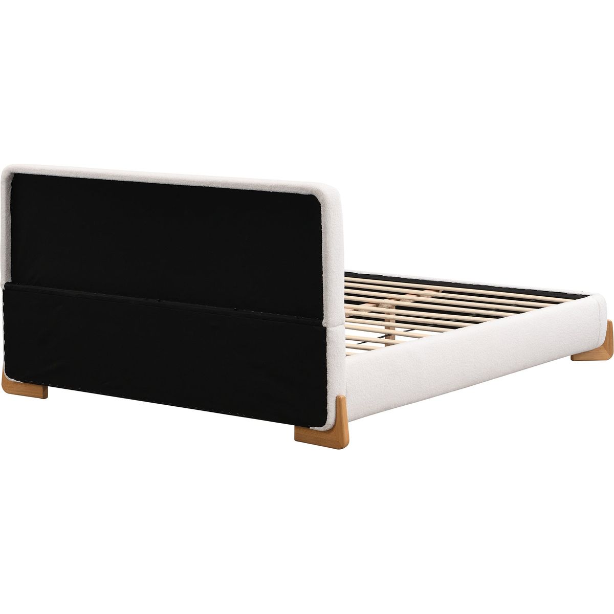Elegant Boucle Upholstered Bed, A Luxurious and Comfortable Bedroom Centerpiece, King Size, White