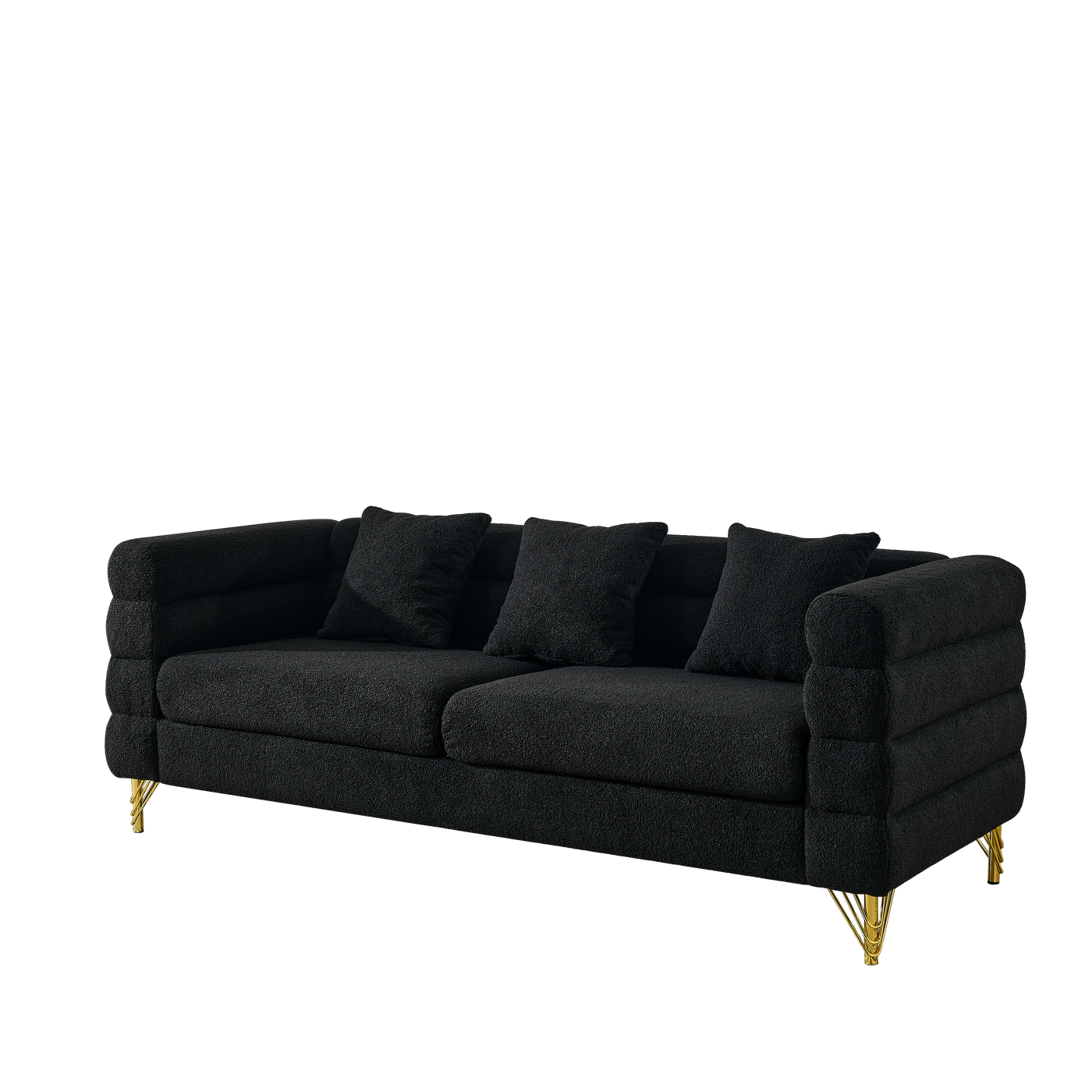 3-seater + 3-seater Combination sofa.BLACK teddy